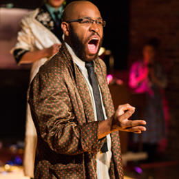 Ugo Chukwu in  Reread Another at The Brick. Photo by Marina McClure.